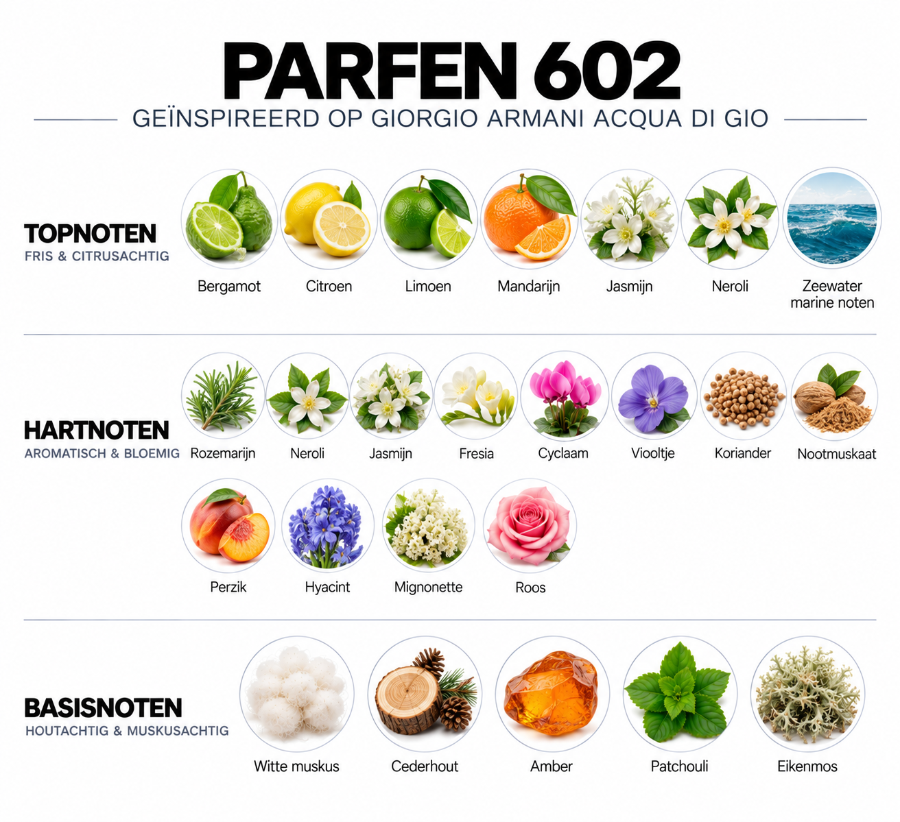 Geurnoten Parfen 602 geïnspireerd op Giorgio Armani Acqua di Gio