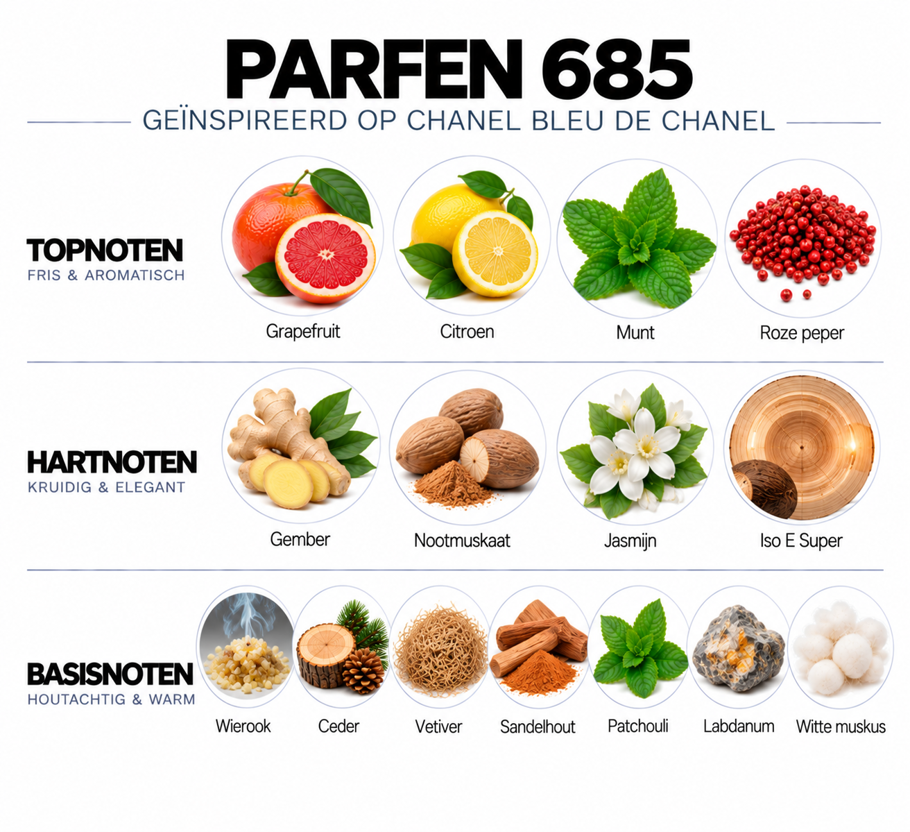 Geurnoten Parfen 685 geïnspireerd op Chanel Bleu de Chanel