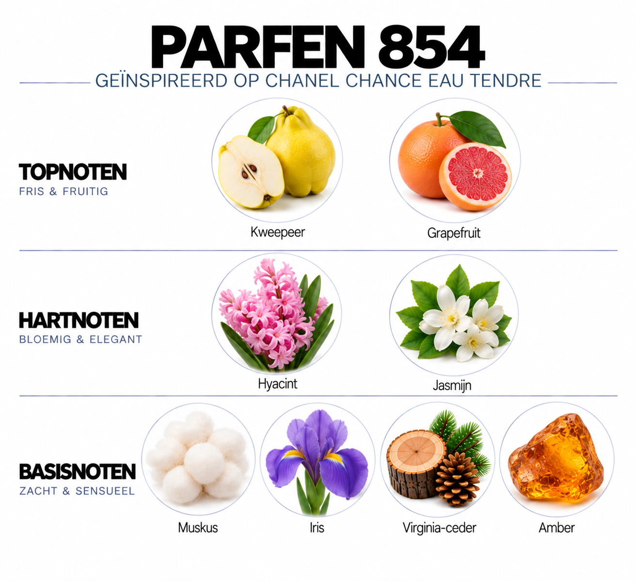 Geurnoten Parfen 854 geïnspireerd op Chanel Chance Eau Tendre