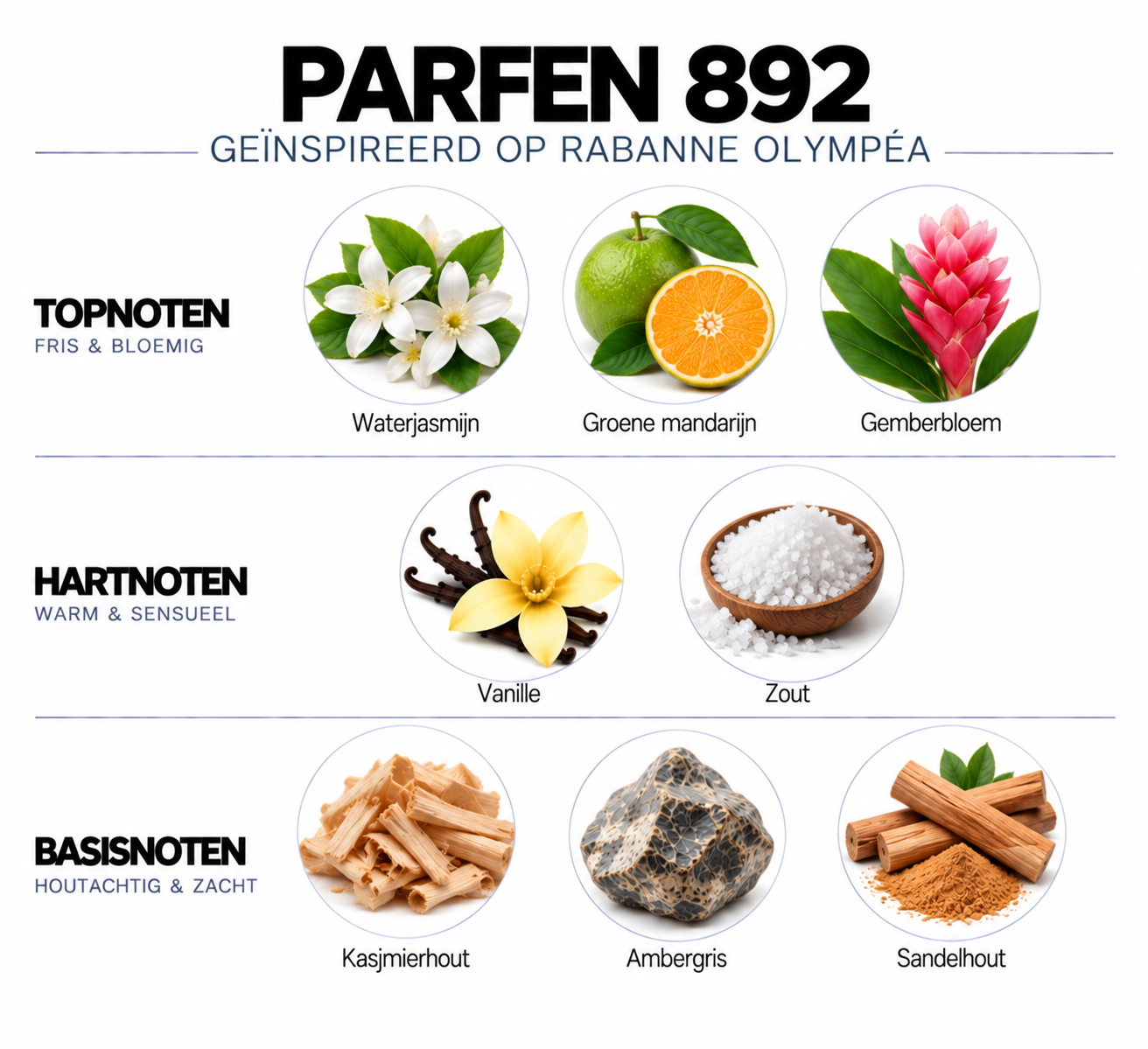 Geurnoten Parfen 892 geïnspireerd op Rabanne Olympéa