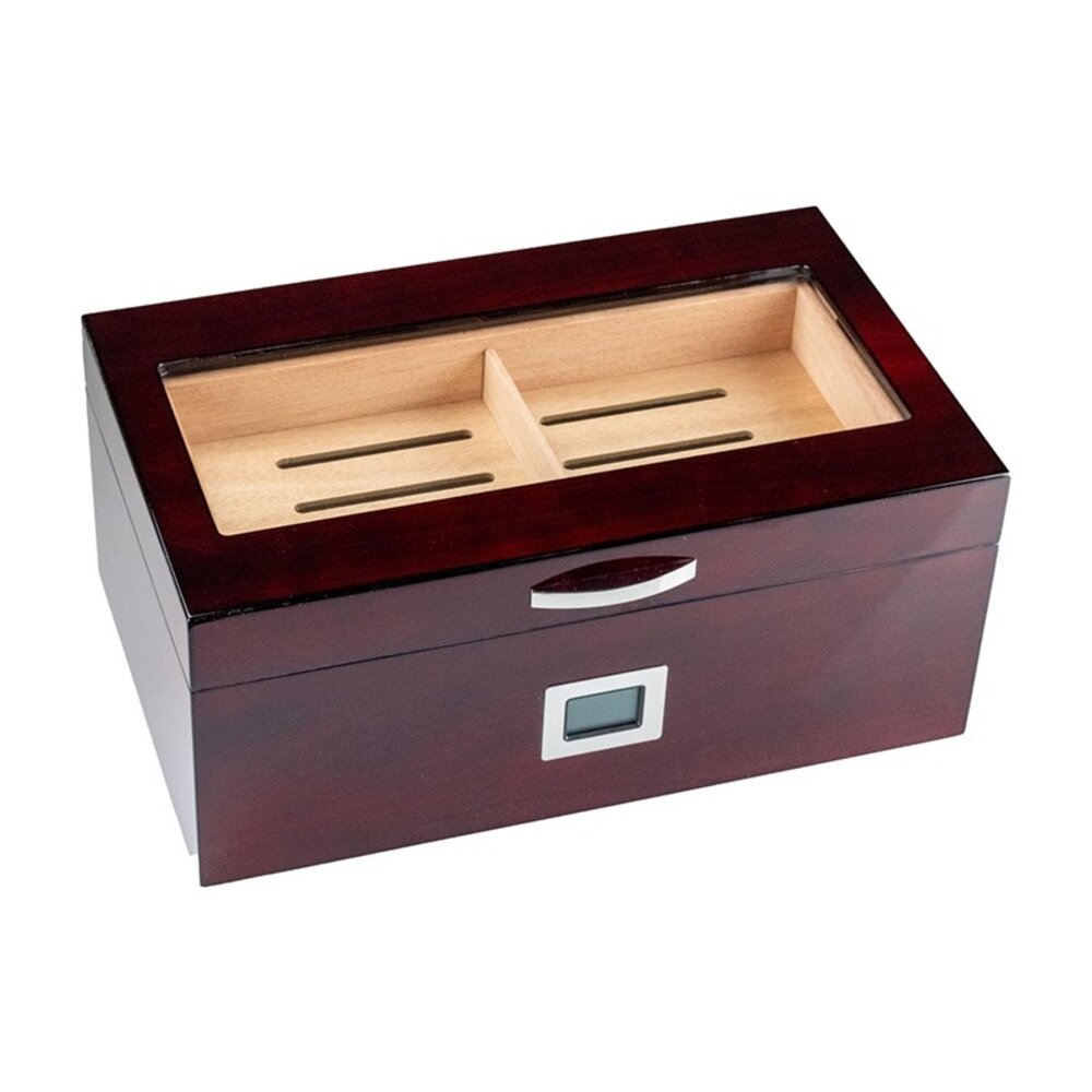 Bookwill Bookwill Humidor - 75 Cigars - Cherry Hi Gloss w/ Hygrometer