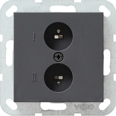 Gira inzpl stereo wandcontactdoos antraciet Systeem 55 (040228)