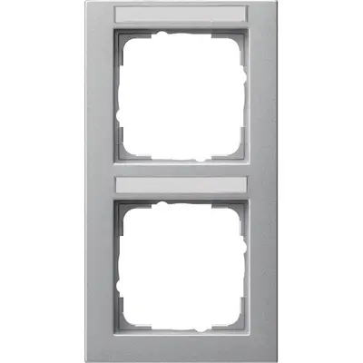 Gira afdekraam 2-voudig verticaal tekstkader E2 aluminium mat (110225)