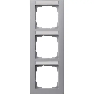 Gira afdekraam 3-voudig verticaal tekstkader E2 aluminium mat (110325)