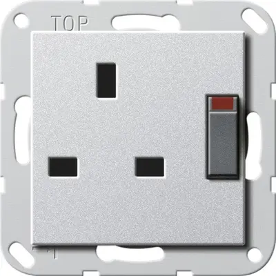 Gira wandcontactdoos British Standard verhoogde aanraakbeveiliging 13/250 s aluSysteem 55 (277826)