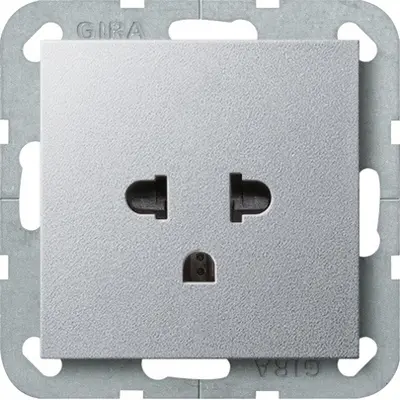 Gira wandcontactdoos EURO-US Systeem 55 aluminium mat (284026)