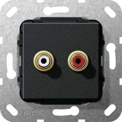 Gira basiselement cinch audio soldeeraansluiting zwart mat (563210)