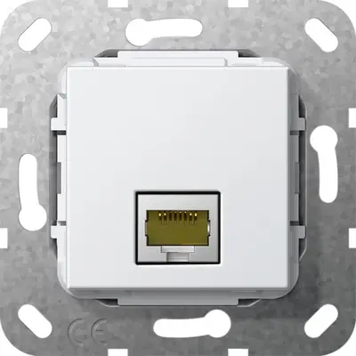 Gira basiselement modular jack RJ45 cat.6A snijklemtechniek wit glans (569603)