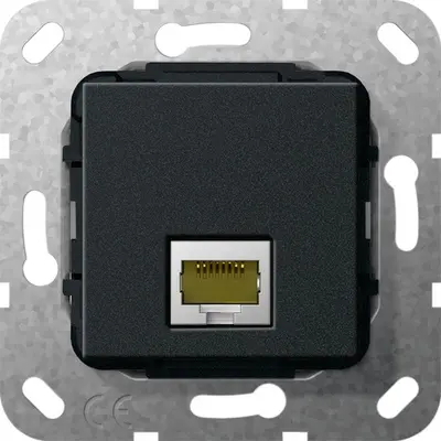 Gira basiselement modular jack RJ45 cat.6A snijklemtechniek zwart mat (569610)