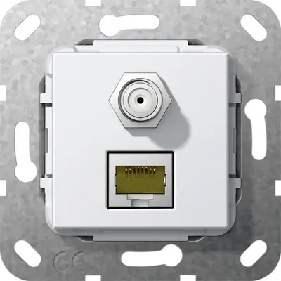 Gira basiselement Cat6A snijklem en SAT-F-bus koppeling wit glans (569703)