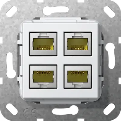 Gira basiselement 4x RJ45 cat.6A 10GB Ethernet wit glans (569903)