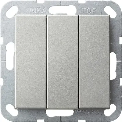 Gira drukcontact British Standard 3-voudig 10a 1p Systeem 55 edelstaal (2844600)
