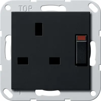 Gira wandcontactdoos British Standard 13a ges sh Systeem 55 zwart (2778005)