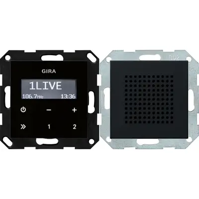 Gira inbouwradio RDS zwartglaslook met luidspreker Systeem 55 zwart mat (2280005)