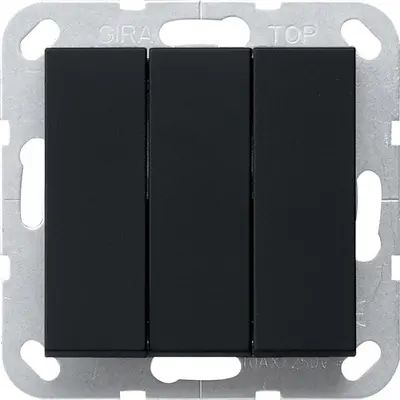 Gira wipdrukcontact 3-voudig zwart (2844005)
