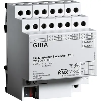 Gira verwarmactor 6v dra knx (211400)
