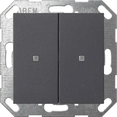 Gira drukcontact met 2-voudige wip voor Gira One en KNX Systeem 55 antraciet mat (517328)