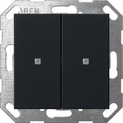 Gira drukcontact met 2-voudige wip voor Gira One en KNX Systeem 55 zwart mat (5173005)