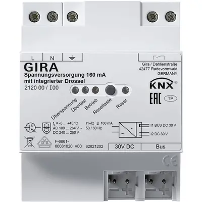 Gira voeding 160 mA met geintegreerde smoorspoel voor KNX systeem (212000)
