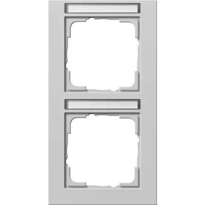 Gira afdekraam 2-voudig verticaal tekstkader E2 grijs mat (110237)