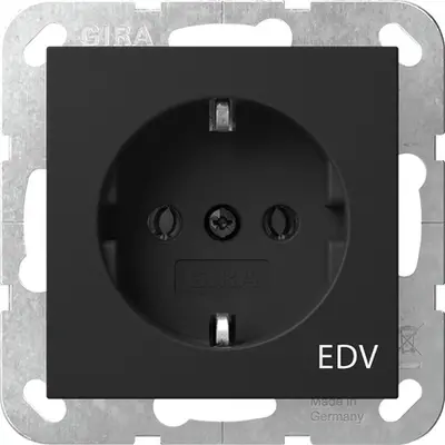 Gira wandcontactdoos randaarde EDV Systeem 55 zwart mat (4458005)