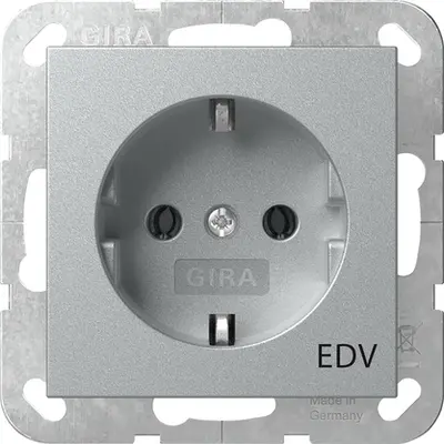 Gira wandcontactdoos randaarde EDV Systeem 55 aluminium mat (445826)