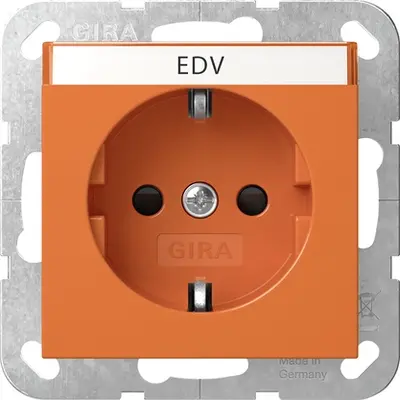 Gira wandcontactdoos randaarde EDV Systeem 55 oranje glans (4462109)