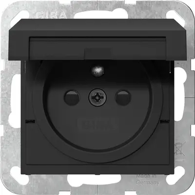 Gira wandcontactdoos penaarde Belgie klapdeksel verhoogde aanraakbeveiliging Systeem 55 zwart mat (4488005)