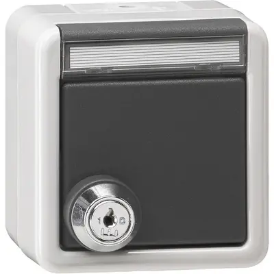 Gira wandcontactdoos randaarde slot klapdeksel tekstkader opbouw compleet IP44 (456930)