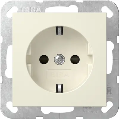 Gira wandcontactdoos randaarde verhoogde aanraakbeveiliging en 6 mm² aardklem creme (498101)