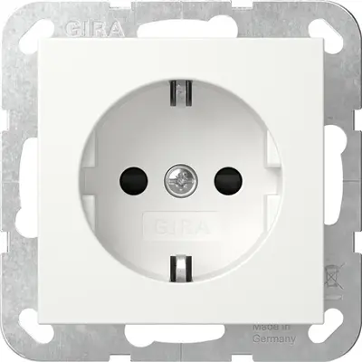 Gira wandcontactdoos randaarde verhoogde aanraakbeveiliging en 6 mm² aardklem wit (498103)