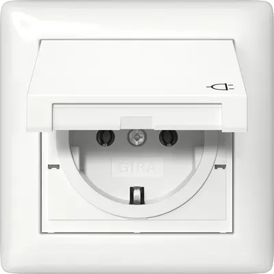Gira wandcontactdoos randaarde klapdeksel IP44 compleet Systeem 55 wit glans (415703)