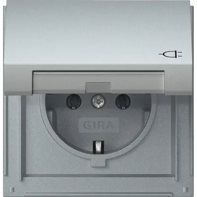 Gira wandcontactdoos randaarde met klapdeksel TX44 aluminium (445465)