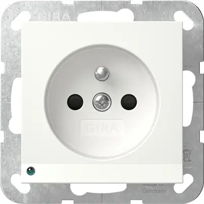 Gira wandcontactdoos penaarde Belgie verhoogde aanraakbeveiliging met LED orientatielicht Systeem 55 wit mat (448927)