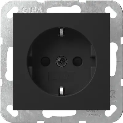 Gira wandcontactdoos randaarde verhoogde aanraakbeveiliging Systeem 55 zwart mat (4755005)
