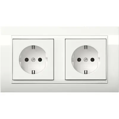 Gira wandcontactdoos 2-voudig randaarde compleet wandgoot Type 10 Standaard 55 breed wit glans (4921023)