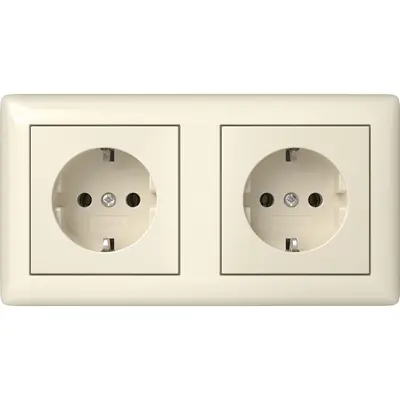 Gira wandcontactdoos 2-voudig randaarde compleet wandgoot Type 5 Standaard 55 creme glans (492501)