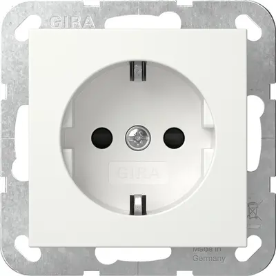 Gira wandcontactdoos randaarde verhoogde aanraakbeveiliging Systeem 55 wit glans (475503)