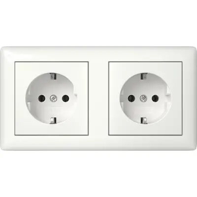 Gira wandcontactdoos 2-voudig randaarde compleet wandgoot Type 5 Standaard 55 wit glans (492503)