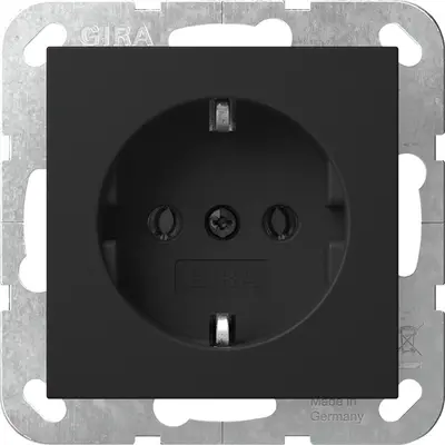 Gira wandcontactdoos randaarde met klauwbevestiging Systeem 55 zwart mat (4188005)