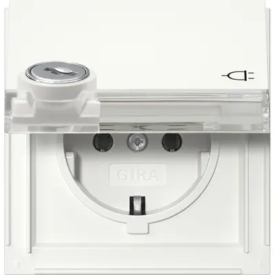 Gira wandcontactdoos randaarde met klapdeksel tekstkader en slot TX44 wit (446766)