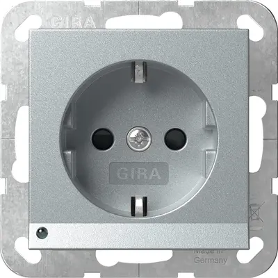 Gira wandcontactdoos RA met verhoogde aanraakbeveiliging LED-orientatielicht Systeem 55 aluminium mat (417026)