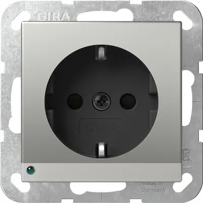 Gira wandcontactdoos RA met verhoogde aanraakbeveiliging LED-orientatielicht Systeem 55 edelstaal (4170600)