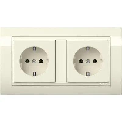 Gira wandcontactdoos 2-voudig randaarde compleet wandgoot Type 10 Standaard 55 breed creme glans (4921021)