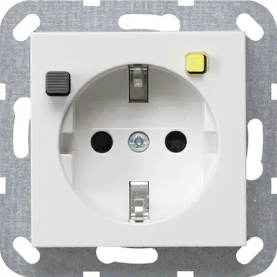 Gira wandcontactdoos met aardlekbeveiliging 30 mA Systeem 55 wit mat (267727)