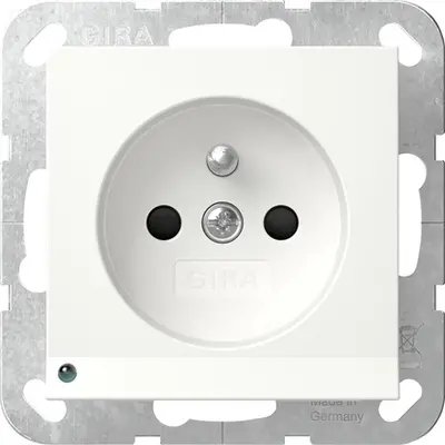 Gira wandcontactdoos penaarde Belgie verhoogde aanraakbeveiliging met LED orientatielicht Systeem 55 wit glans (448903)
