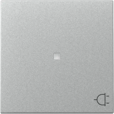 Gira schakelwip met symbool stekker en controlevenster Systeem 55 aluminium mat (329126)
