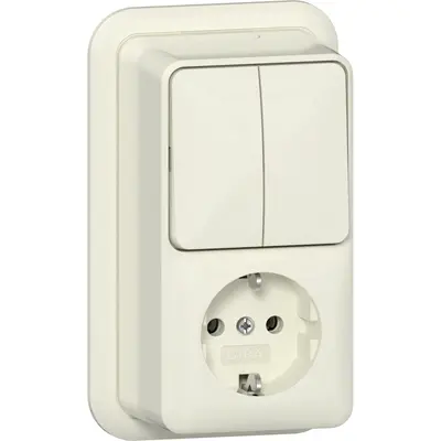 Gira combinatie serieschakelaar en wandcontactdoos randaarde opbouw creme (417510)
