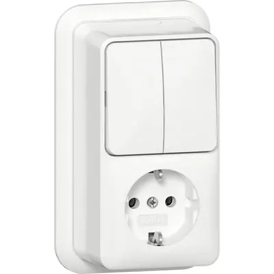 Gira combinatie serieschakelaar en wandcontactdoos randaarde opbouw wit (417511)