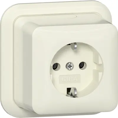 Gira wandcontactdoos randaarde opbouw creme (444010)